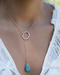 Isabel Lariat Necklace * Copper Turquoise* Rose Gold Filled, Gold Filled or Sterling Silver * BJN060