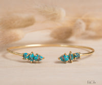 Copper Turquoise Bangle Bracelet * Gold Plated * Gemstone * Gypsy * Adjustable * Statement *  Stacking * Layering * BJB035