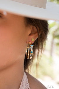 Stella Earrings * Turquoise, Blue Topaz, Pearl, Green White Jade, Labradorite & Iolite hydro * Gold Plated 18k * BJE105