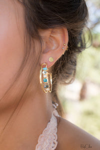 Stella Earrings * Turquoise, Blue Topaz, Pearl, Green White Jade, Labradorite & Iolite hydro * Gold Plated 18k * BJE105