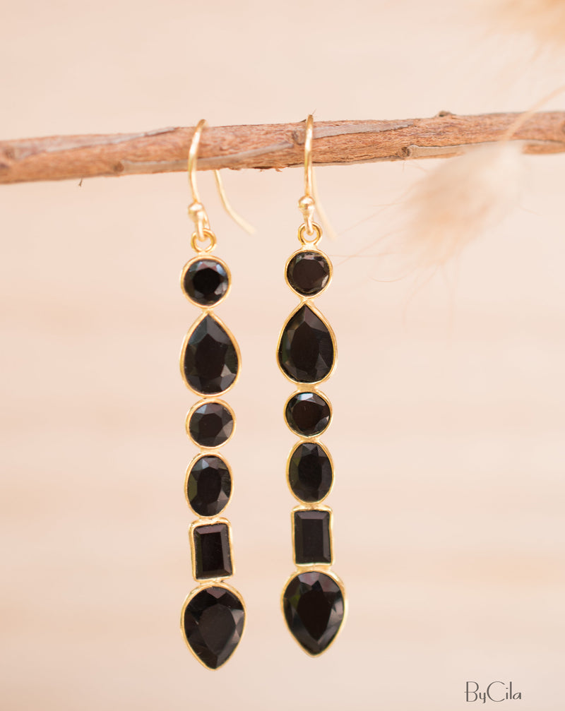 Clarice Earrings * Black Onyx * Gold Plated 18K * BJE126