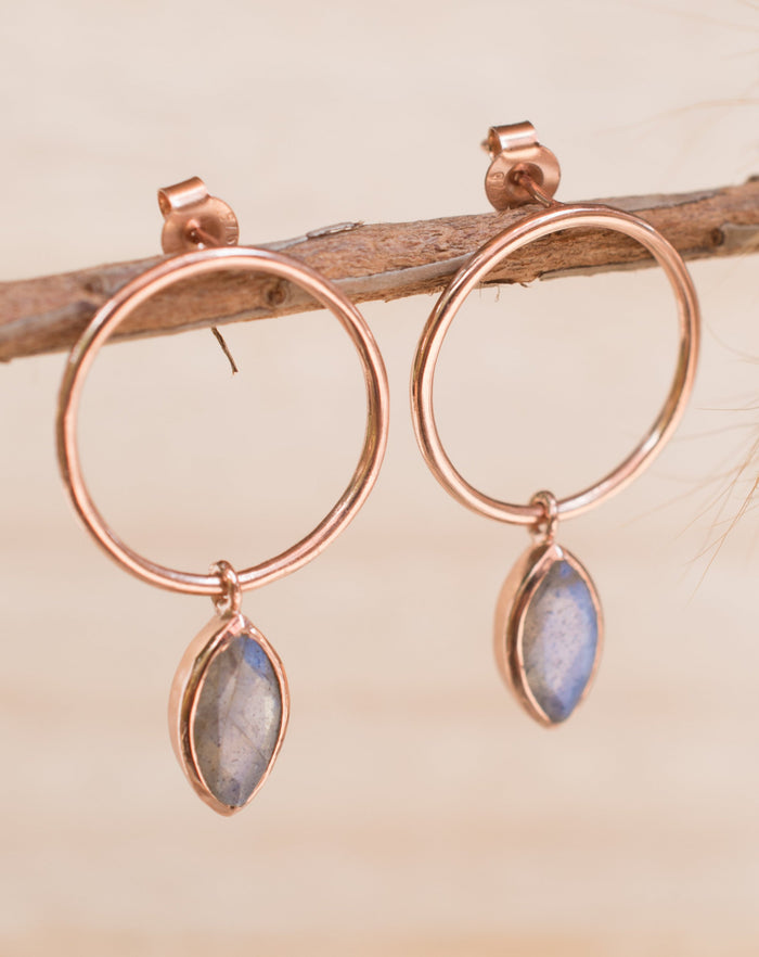 Agatha Earrings * Labradorite * Rose Gold Plated , Silver Plated, or Gold Plated * BJE079C