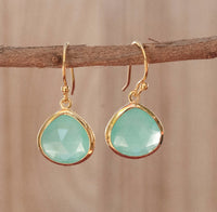 Lihue Earrings * Aqua Chalcedony * Gold Plated 18k or Sterling Silver 925 * BJE063A