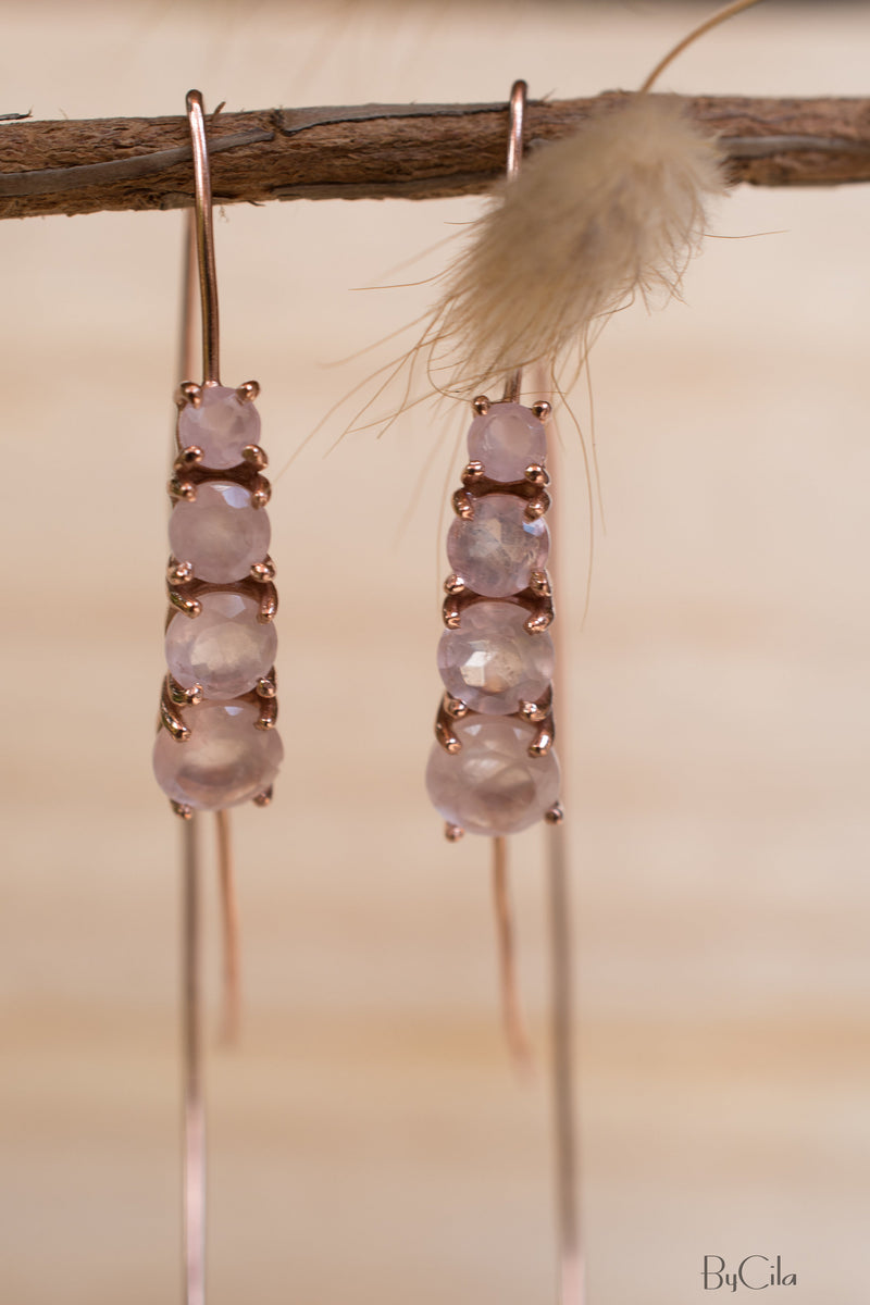 Aja Earrings * Rose Quartz * Gold Vermeil, Rose Gold Vermeil or Sterling Silver 925 * BJE046A