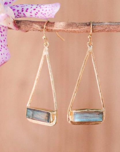 Marina Earrings * Labradorite * Gold Plated 18k or Silver Plated * BJE003C