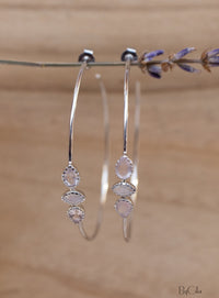 Yeda Hoop Earrings * Rose Quartz & Moonstone * Gold Plated 18k, Silver Plated or Rose Gold Plated * BJE015A