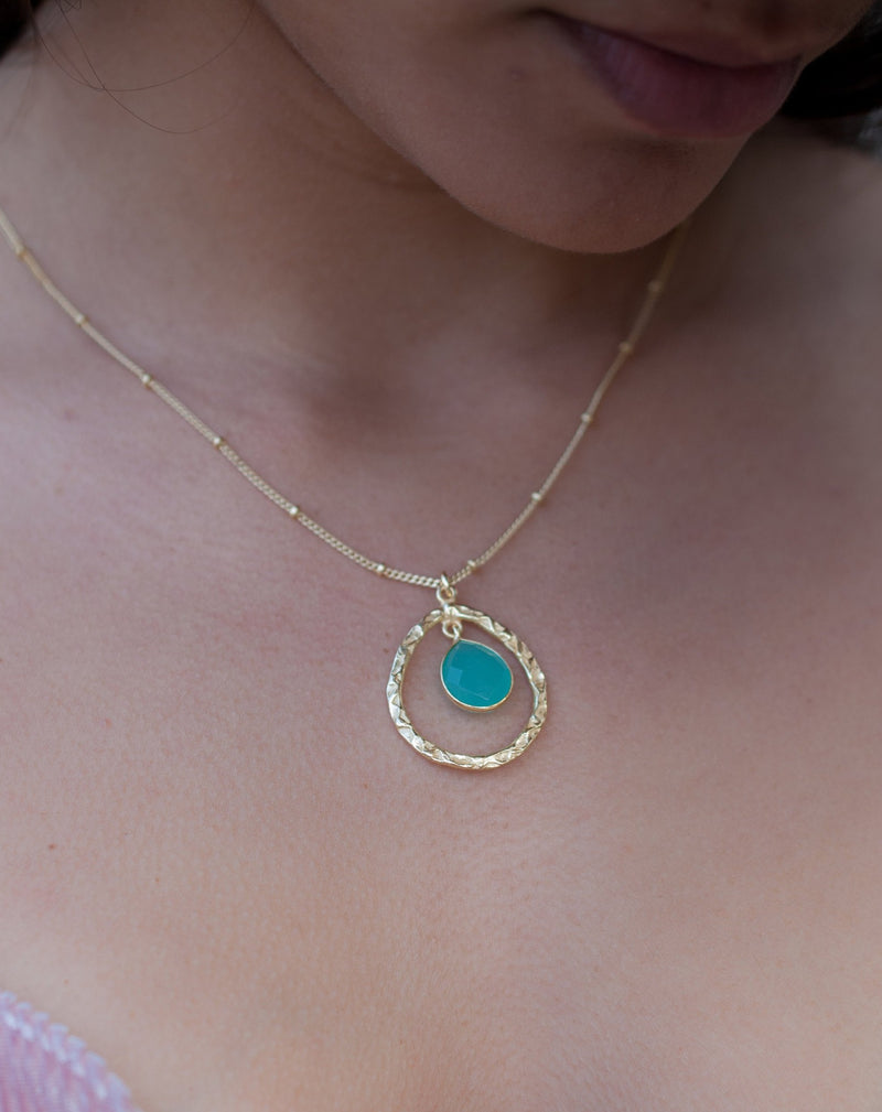 Pietra Necklace * Labradorite * Aqua Chalcedony * Copper turquoise * Moonstone * Gold Vermeil * BJN004