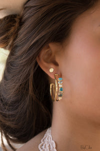 Stella Earrings * Turquoise, Blue Topaz, Pearl, Green White Jade, Labradorite & Iolite hydro * Gold Plated 18k * BJE105