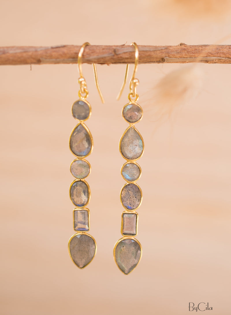 Clarice Earrings * Labradorite * Gold Plated 18K * BJE125