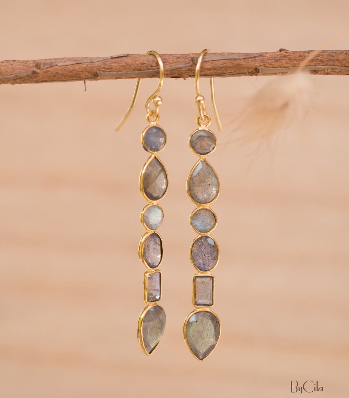 Clarice Earrings * Labradorite * Gold Plated 18K * BJE125