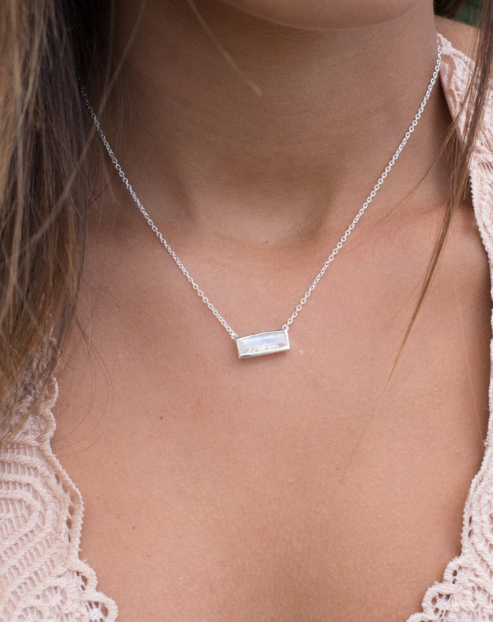 Clara Rectangle Necklace * Moonstone * Gold Vermeil or Sterling Silver 925 or Rose Gold * BJN027A