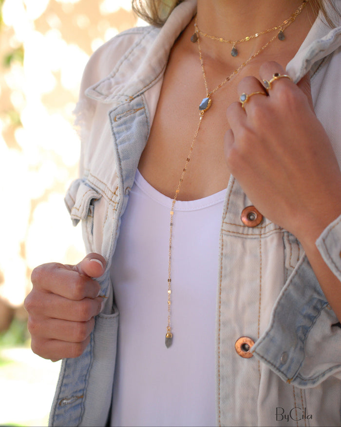 Giovanna Necklace * Labradorite  * 18K Gold Plated over sterling silver 925