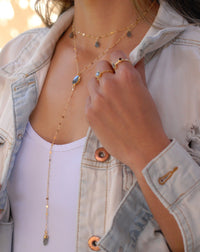 Giovanna Long Y Necklace * Labradorite or Moonstone * Gold Filled * BJN048