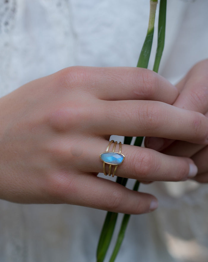 Labradorite Ring * Gold Vermeil*  *Gold * Statement* Gemstone *Bridesmaid *Natural* Handmade *Gift For Her * BJR049