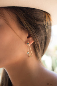 Giulia Earrings * Copper Turquoise, Labradorite & Moonstone  * Gold Plated 18k * BJE104
