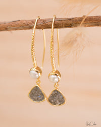 Natalia Earrings * Labradorite & Pearl Gold * Gold Plated 18k * BJE130