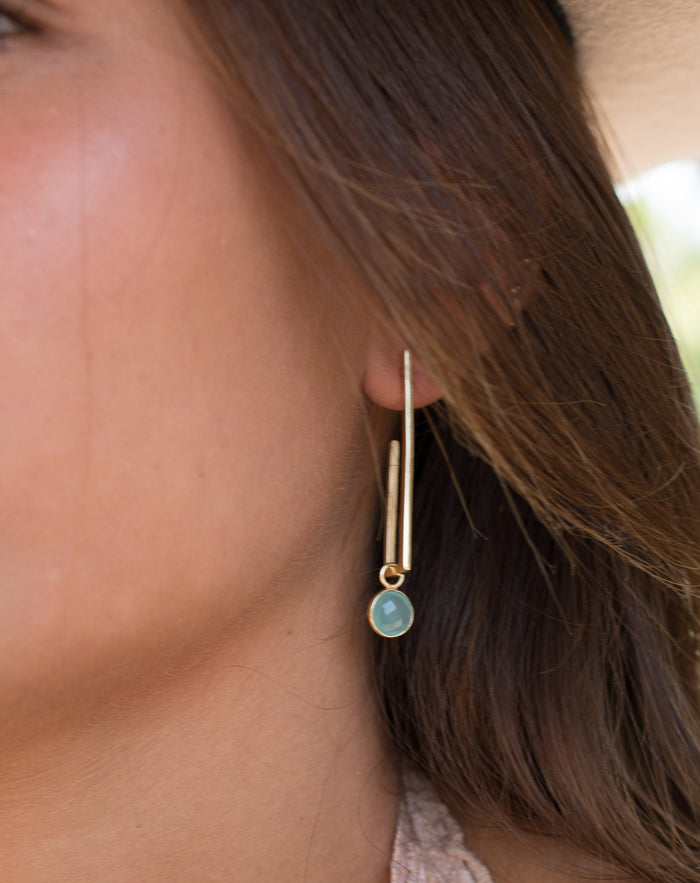 Lorena Earrings * Aqua Chalcedony * Gold Plated 18k * BJE138