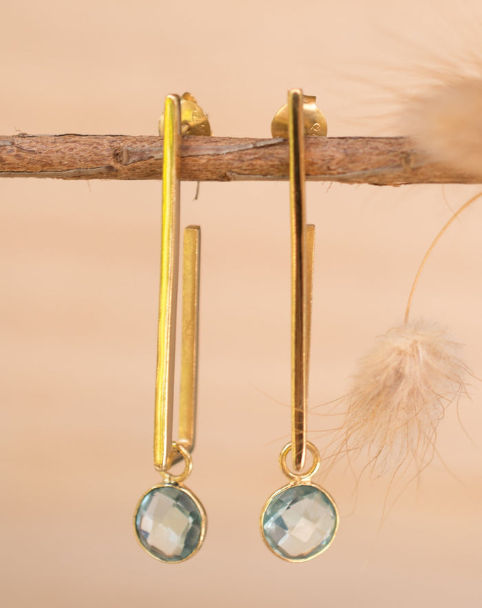 Lorena Earrings * Blue Topaz * Gold Plated 18k * BJE139