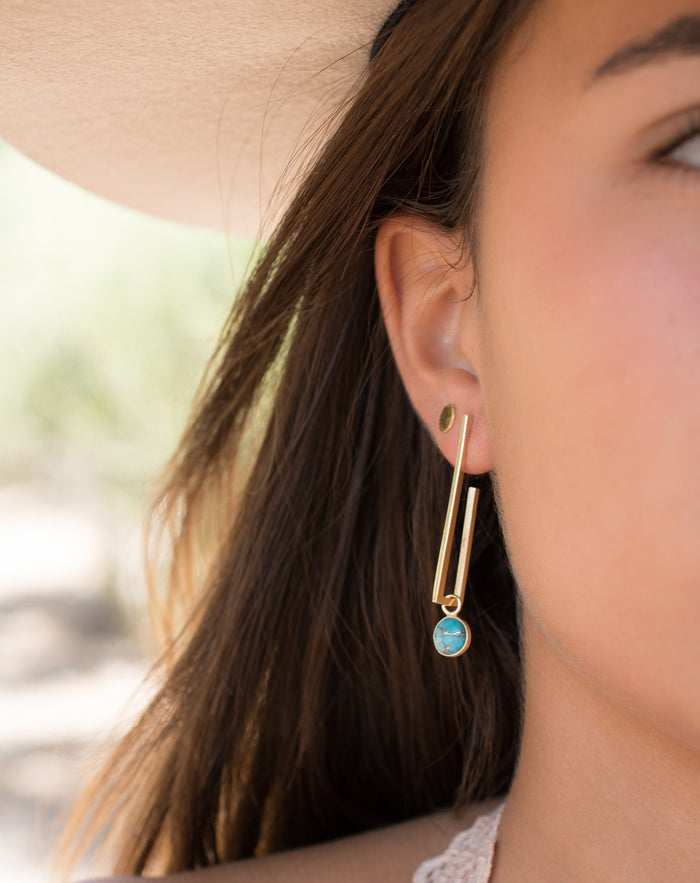 Lorena Earrings * Copper Turquoise * Gold Plated 18k * BJE142