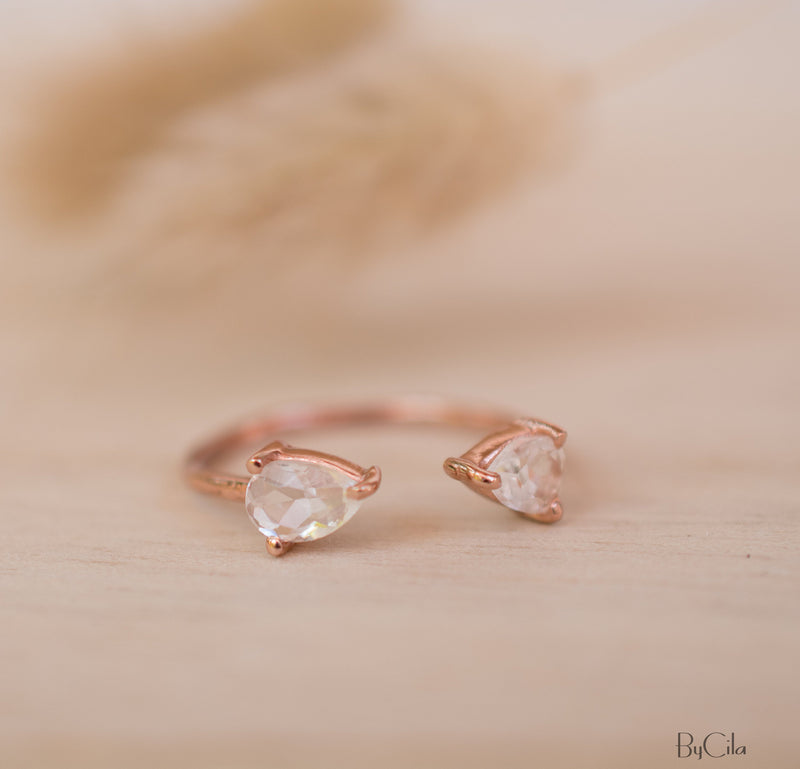 SALE Adjustable White Topaz Ring * Gold Vermeil, Rose Gold Vermeil or Sterling Silver  Ring * Gemstone Ring * Wedding * Boho BJR045