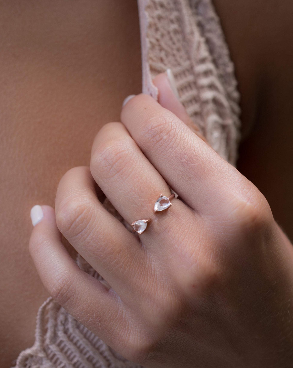 SALE Adjustable White Topaz Ring * Gold Vermeil, Rose Gold Vermeil or Sterling Silver  Ring * Gemstone Ring * Wedding * Boho BJR047