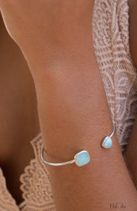 Larimar Bohemian Bangle Bracelet * Gold Plated 18k or Silver Plated * Gemstone * Gypsy * Hippie * Adjustable * Statement * Stacking *BJB005A