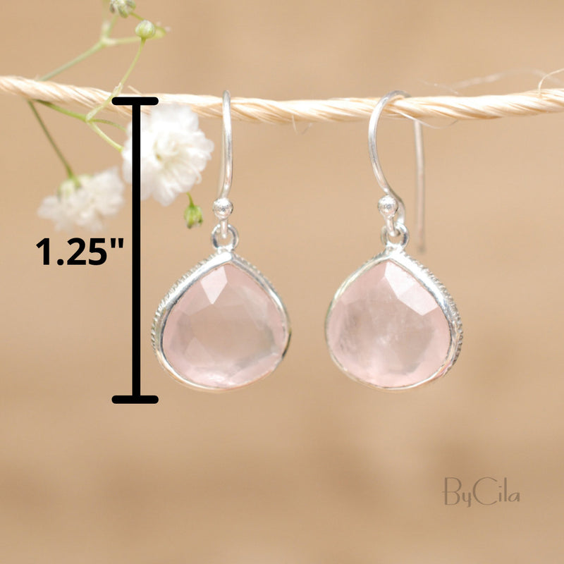 Lihue Earrings * Rose quartz * Gold Plated 18k or Sterling Silver 925 * BJE065A