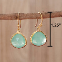 Lihue Earrings * Aqua Chalcedony * Gold Plated 18k or Sterling Silver 925 * BJE063A