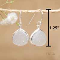 Lihue Earrings * White Druzy * Gold Plated 18k or Sterling Silver 925 * BJE064B
