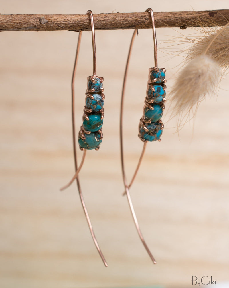 Aja Earrings * Copper Turquoise * Sterling Silver, Rose Gold or Gold Vermeil * BJE042C