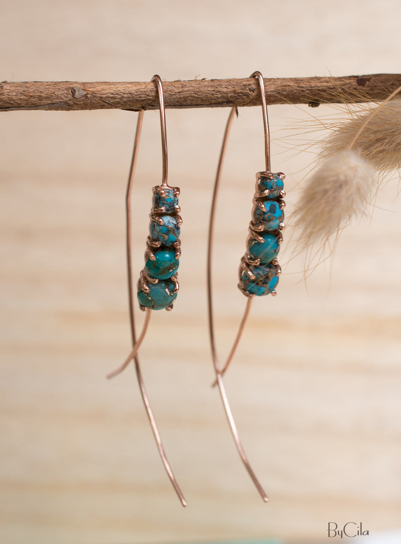 Aja Earrings * Copper Turquoise * Sterling Silver, Rose Gold or Gold Vermei * BJE042B