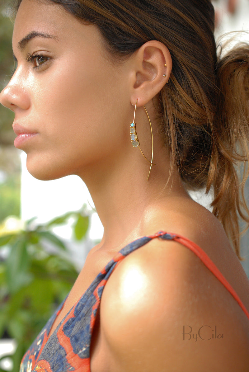 Aja Earrings * Labradorite * Rose Gold, Gold Vermeil or Sterling Silver 925 * BJE044C