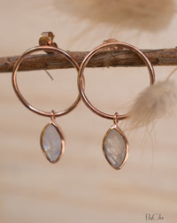 Moonstone Stud Earrings Rose Gold Plated or Gold Plated 18k* Gemstone * Earrings * Rainbow Moonstone * Handmade * Boho * Modern * BJE080B