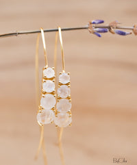 Moonstone Threader Earrings Rose Gold, Gold Vermeil or Sterling Silver * Gemstone * Earrings  Handmade * Modern * ByCila * BJE043A