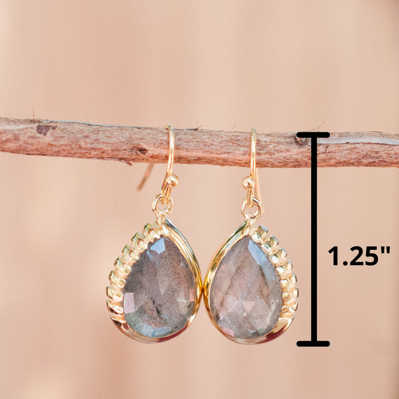 Skye Earrings * Labradorite * Gold Plated 18k * BJE010