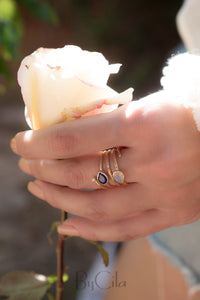 Lapis Lazuli & Moonstone Gold Plated 18k Ring * Blue stone* Gemstones * Handmade *Statement *Gift for her *Spiral Ring Jewelry*Bycila*BJR059