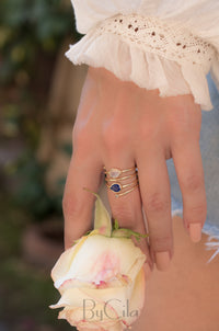 Lapis Lazuli & Moonstone Gold Plated 18k Ring * Blue stone* Gemstones * Handmade *Statement *Gift for her *Spiral Ring Jewelry*Bycila*BJR059