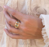 Moonstone, Aqua Chalcedony & Labradorite Ring * 18k Gold Plated Ring * Statement Ring *Gemstone Ring * handmade *Adjustable * Boho BJR179