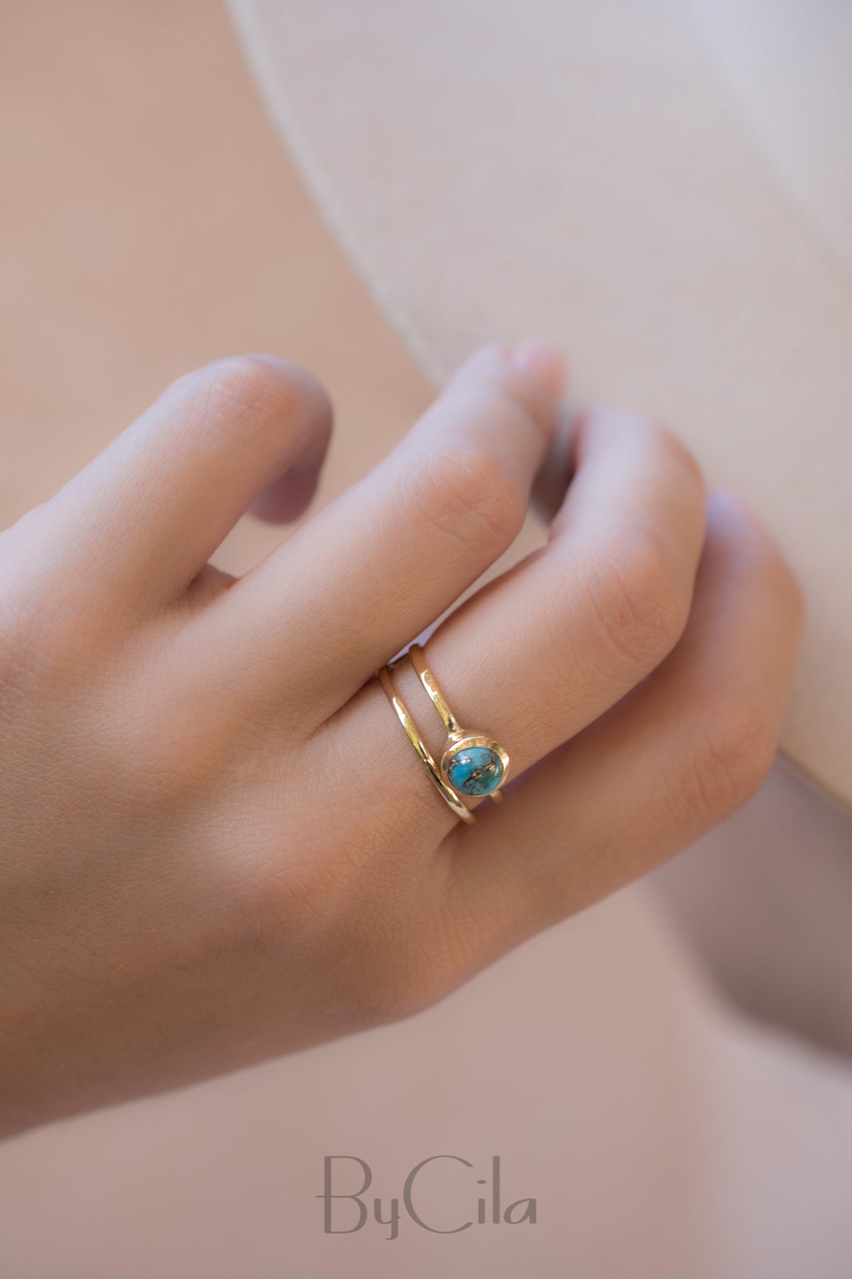 Copper Turquoise Ring * Gold Vermeil Ring * Gemstone Ring * Turquoise Ring * Blue * Handmade * Modern * Boho * Gold Ring * Hippie BJR103