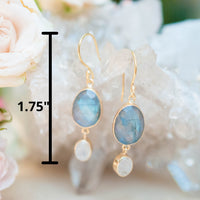 Karine Earrings * Labradorite & Moonstone * Gold Plated 18k * BJE071