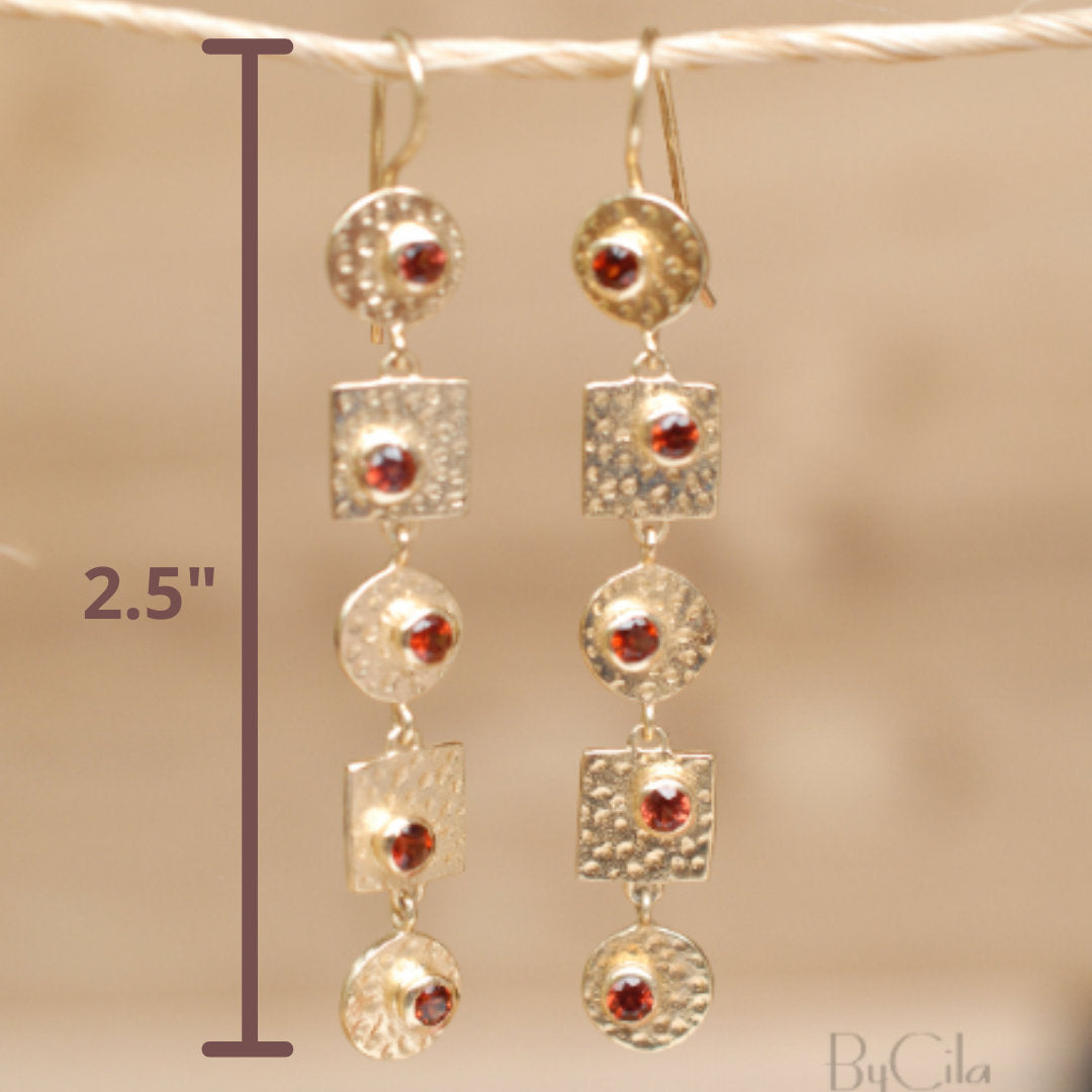 Sonia Earrings * Garnet * Gold Plated 18k * BJE076