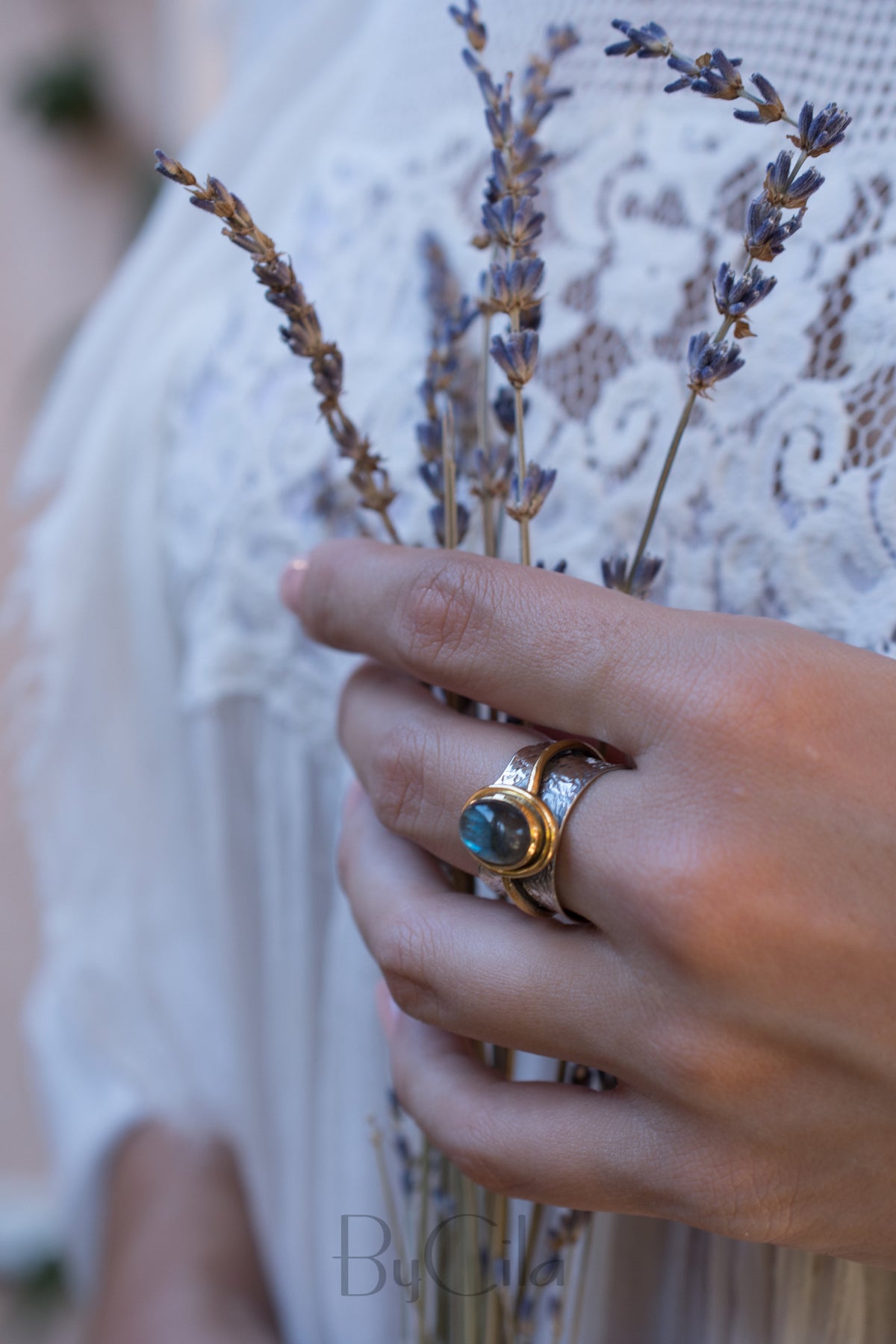 Labradorite ring * Sterling silver ring * Gold Vermeil ring * Wide ring * Handmade ring * Wave band ring *Gift for her * gemstone * BJR208