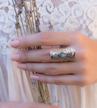 Labradorite Hammered Ring * Sterling Silver 925 * Handmade * Gemstone * Jewelry * Boho *Bohemian *Statement *Hippie *Gift for her BJR037