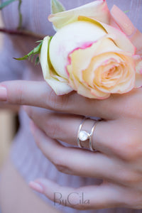 Moonstone Ring *  Sterling Silver* Double band * Statement* Gemstone *Bridesmaid *Natural* Handmade *Gift For Her *BJR031