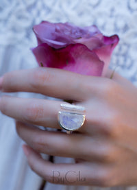 Moonstone Ring * Adjustable Sterling Silver * Statement * Gemstone * Bridal * Wedding * Half Moon * Boho * Bohemian * Handmade * BJR114