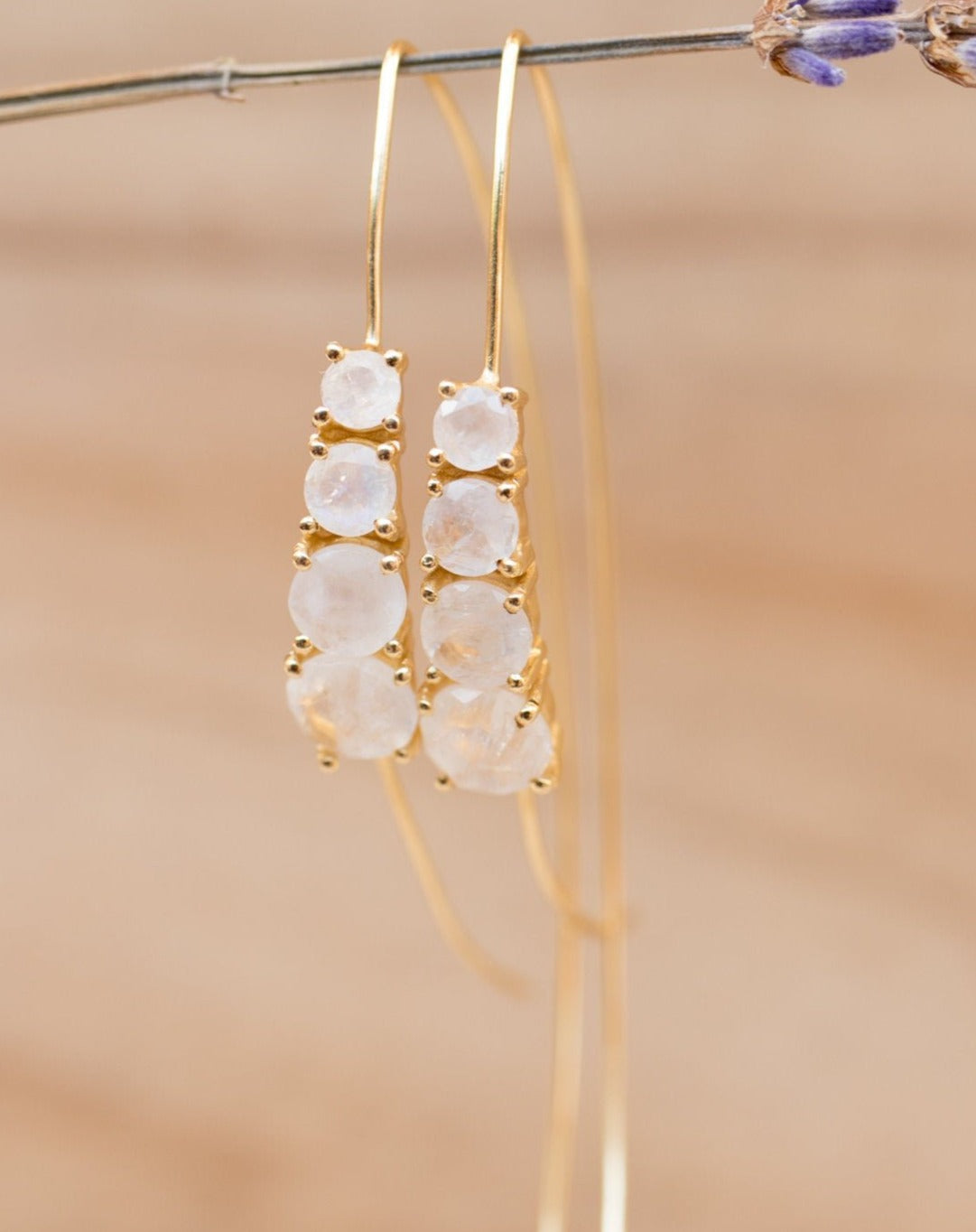 Aja Earrings * Moonstone * Rose Gold, Gold Plated or Sterling Silver * BJE043A