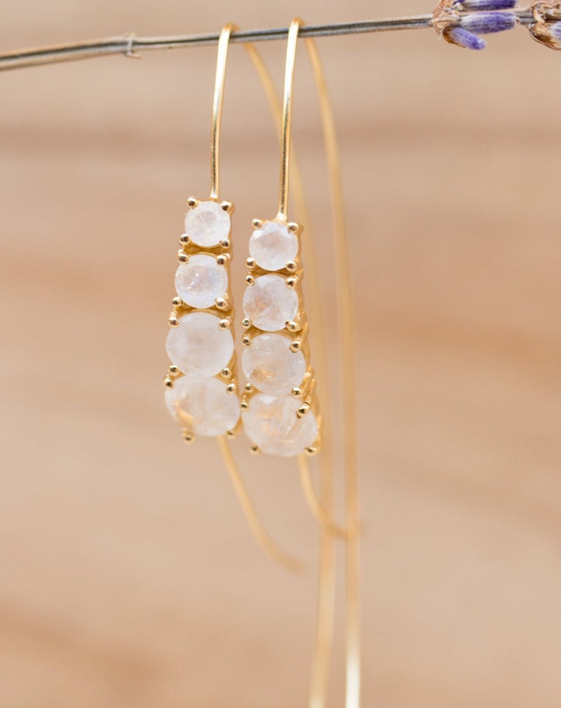 Aja Earrings * Moonstone * Rose Gold, Gold Plated or Sterling Silver * BJE043A