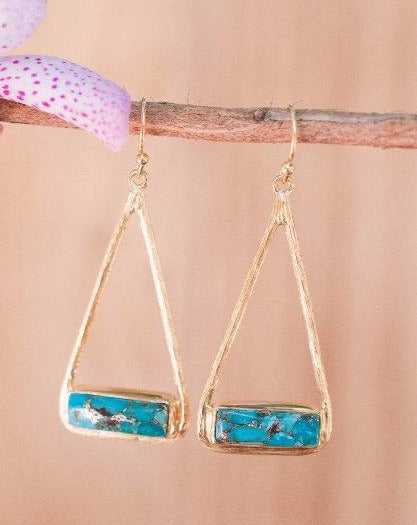 Marina Earrings * Copper Turquoise * Gold Plated 18k, Silver Plated or Rose Gold Plated * BJE002B