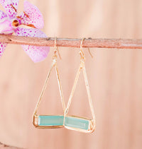 Marina Earrings * Aqua Chalcedony * Gold Plated 18k, Silver Plated or Rose Gold Plated * BJE005B