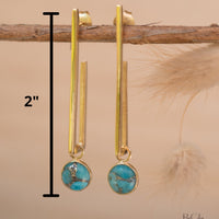 Lorena Earrings * Copper Turquoise * Gold Plated 18k * BJE142